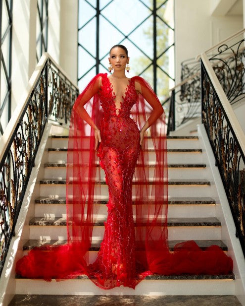 "Red Rose" Dress - FJOLLA HAXHISMAJLI OFFICIAL