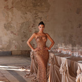 Liona - Strapless geometric embellished gown - FJOLLA HAXHISMAJLI OFFICIAL