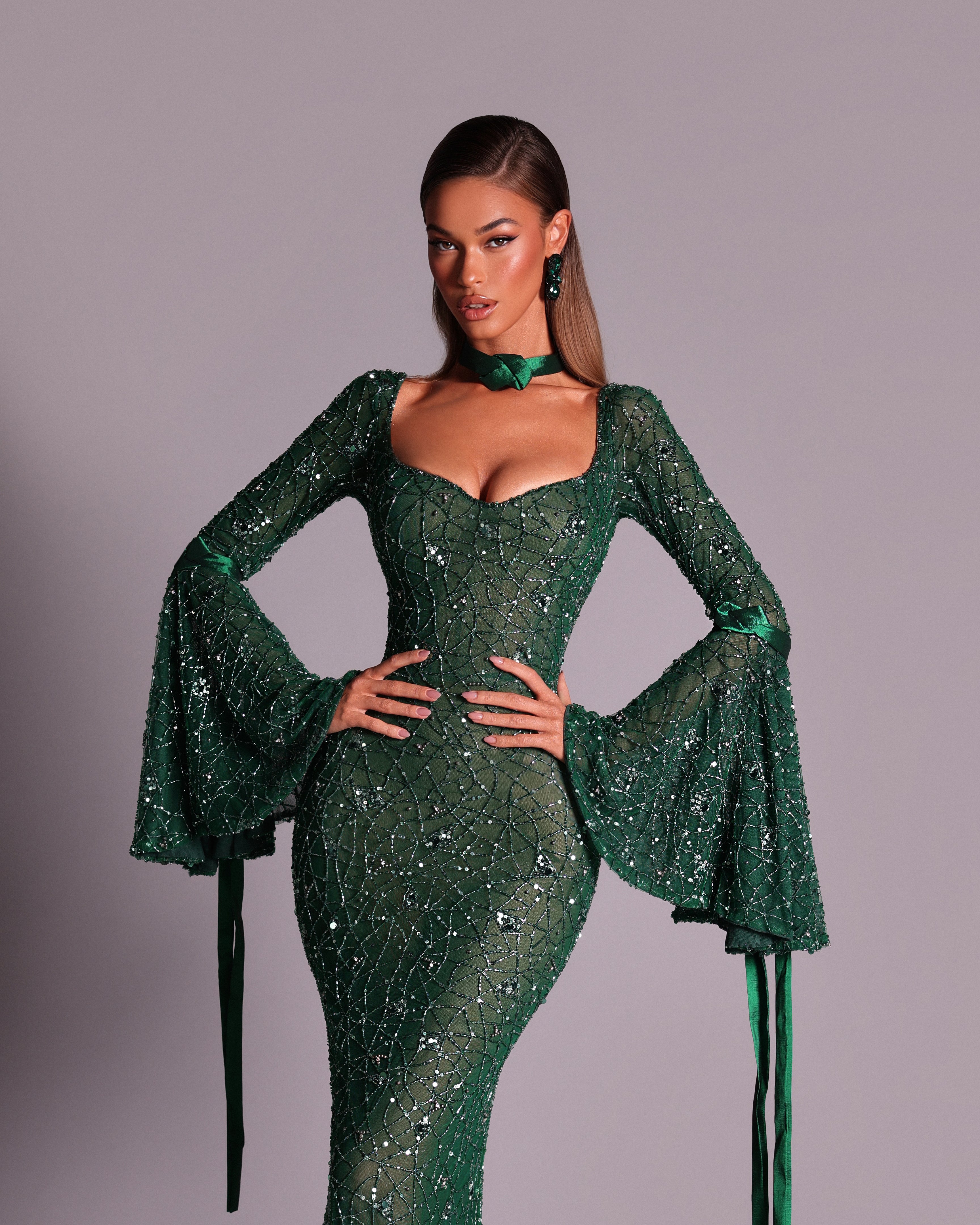 Hydra emerald dress - FJOLLA HAXHISMAJLI OFFICIAL