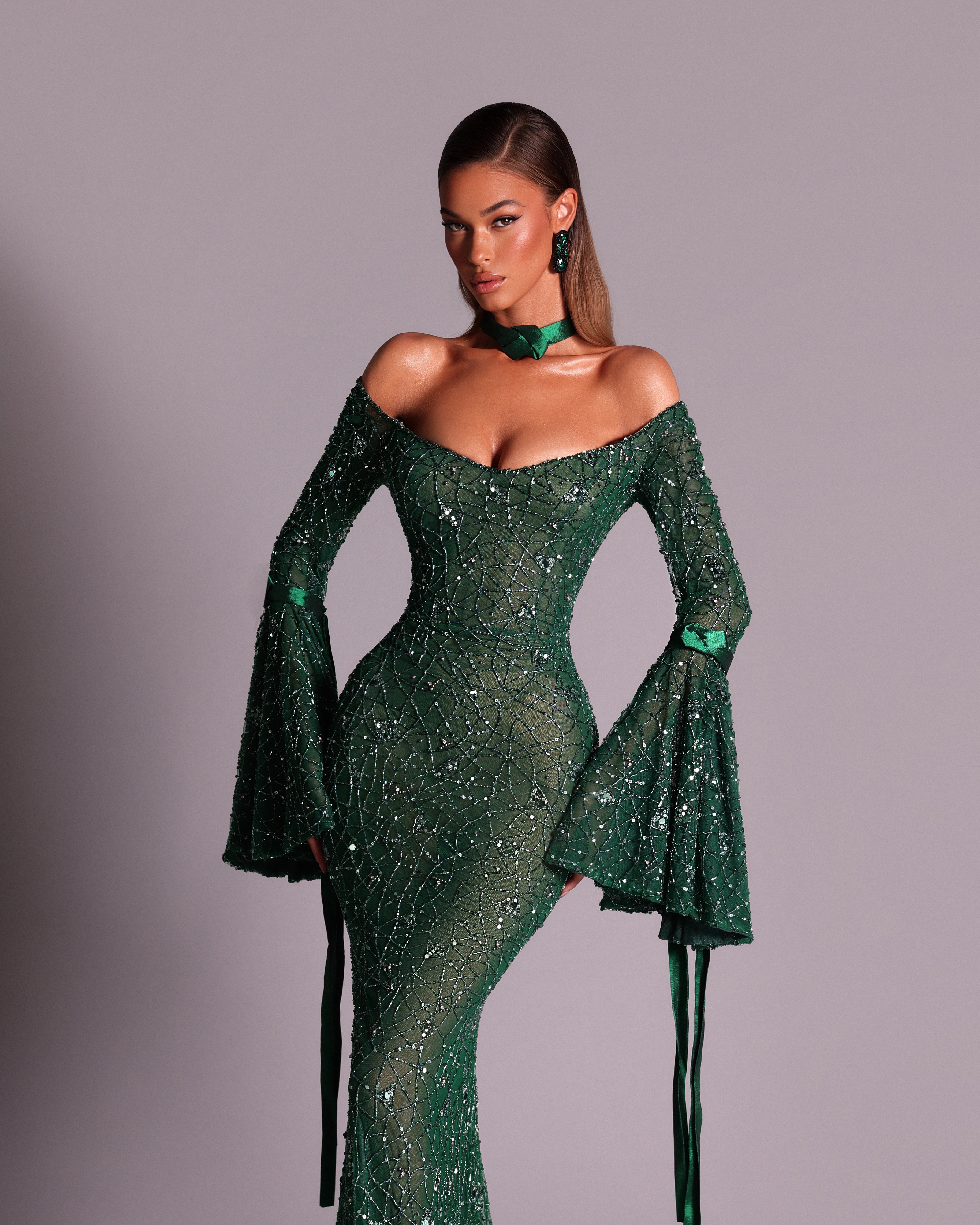 Hydra emerald dress - FJOLLA HAXHISMAJLI OFFICIAL