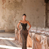 Morea - geometric strapless gown - FJOLLA HAXHISMAJLI OFFICIAL