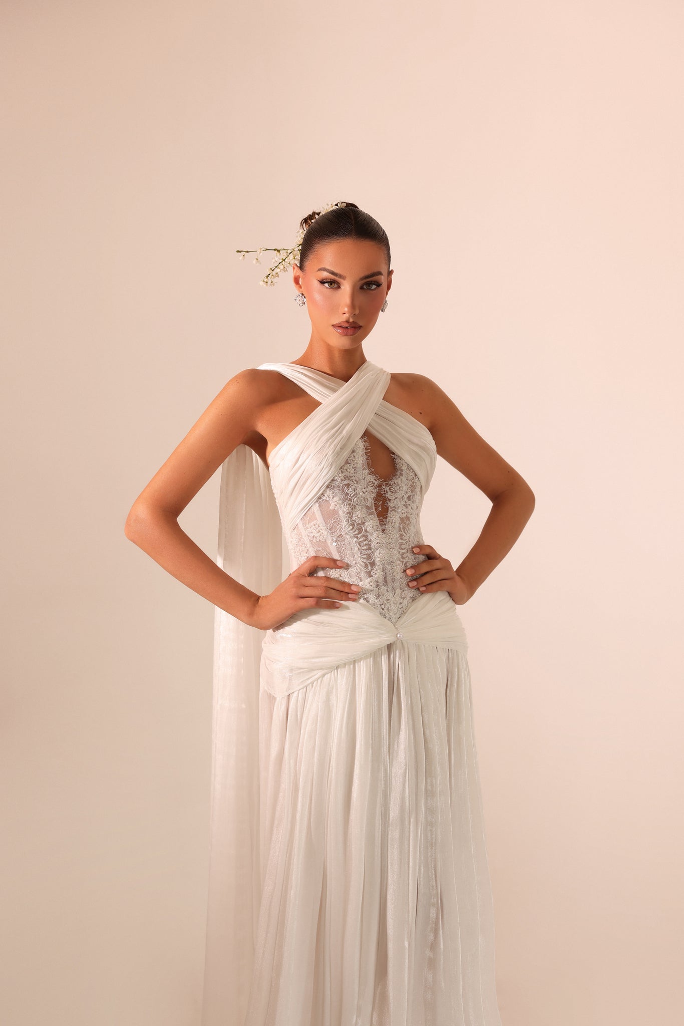Seraya – Draped Halter Gown - FJOLLA HAXHISMAJLI OFFICIAL