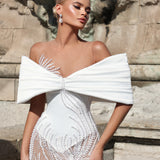 Aulona - Draped Beaded Mermaid Gown