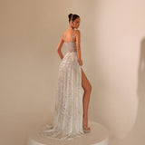 Arlette – Beaded Slit Gown - FJOLLA HAXHISMAJLI OFFICIAL