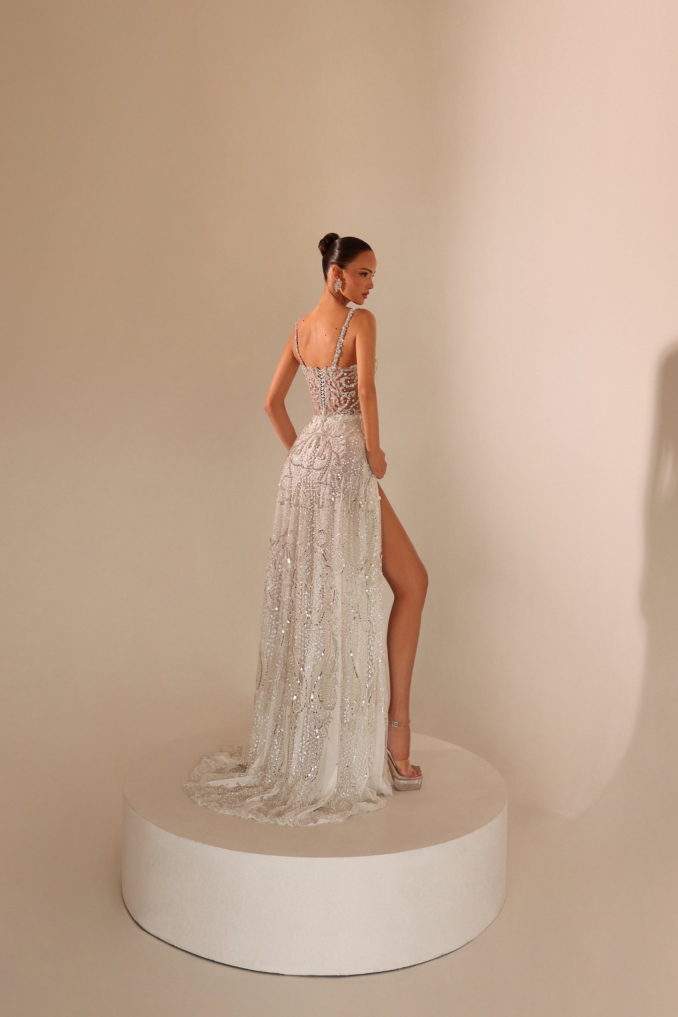 Arlette – Beaded Slit Gown - FJOLLA HAXHISMAJLI OFFICIAL