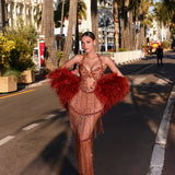 Linara - Halter Fringe Gown