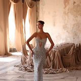Nessa - Strapless fringe gown