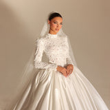 Alanah - High Neck Lace Beaded Ball Gown - FJOLLA HAXHISMAJLI OFFICIAL