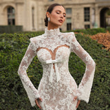 Mathilda - High Neck Bow Lace Mermaid Gown