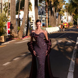 Doa - Draped Sequin Gown