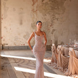 Erna - Appliqué one-shoulder gown