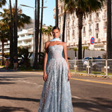 Delina - Strapless lace A-line gown