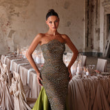 Evaná - Beaded satin train gown