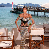 Ambra - Mirror beaded fitted gown