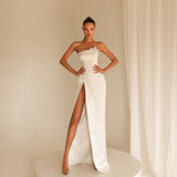 Aviana - Strapless Slit Gown - FJOLLA HAXHISMAJLI OFFICIAL