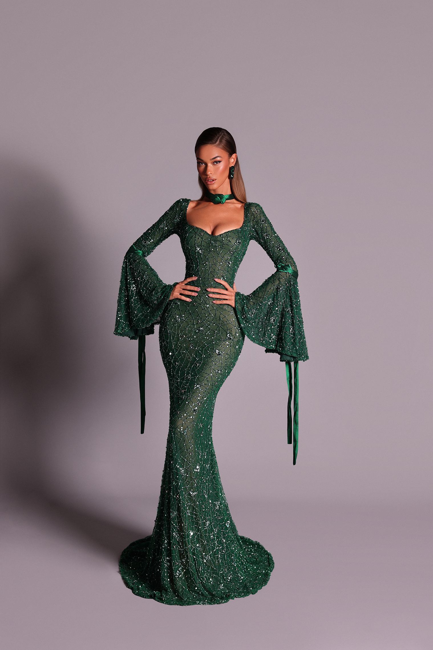 Hydra emerald dress - FJOLLA HAXHISMAJLI OFFICIAL