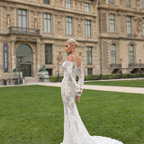 Lotina - Pearl Draped Lace Gown