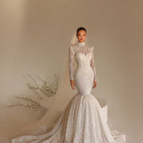 Rea - High Neck Lace Mermaid Gown - FJOLLA HAXHISMAJLI OFFICIAL