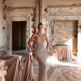 Nara - Halter cut out beaded gown