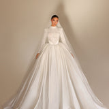 Alanah - High Neck Lace Beaded Ball Gown - FJOLLA HAXHISMAJLI OFFICIAL