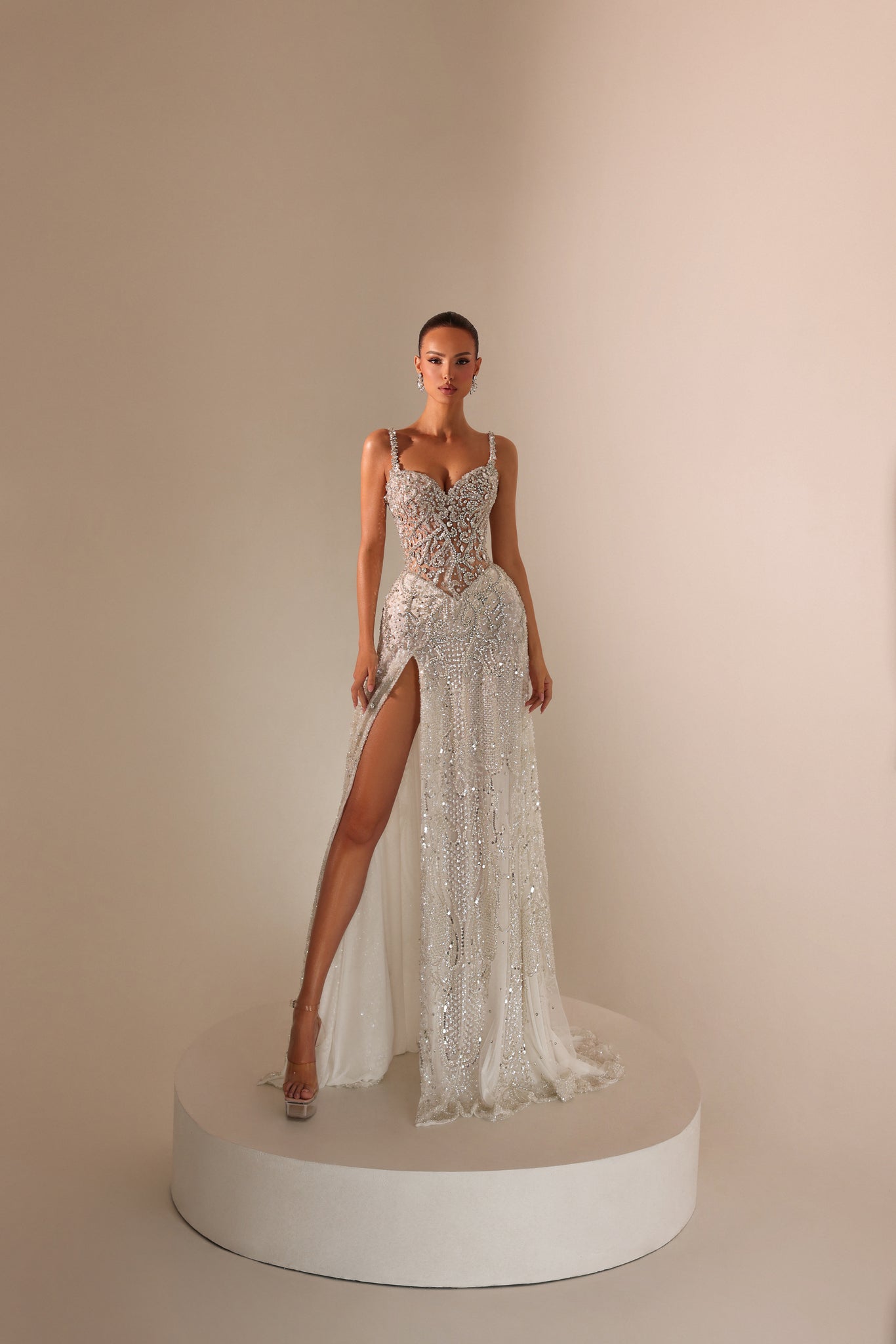 Arlette – Beaded Slit Gown - FJOLLA HAXHISMAJLI OFFICIAL