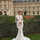 Mathilda - High Neck Bow Lace Mermaid Gown
