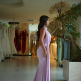 Ema - Draped halter crystal gown
