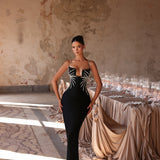 Aneta - Beaded spaghetti strap gown