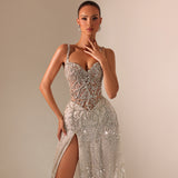 Arlette – Beaded Slit Gown - FJOLLA HAXHISMAJLI OFFICIAL