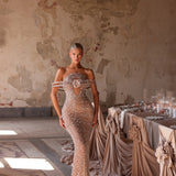 Sienna - Beaded off-shoulder mermaid gown