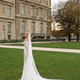 Lotina - Pearl Draped Lace Gown