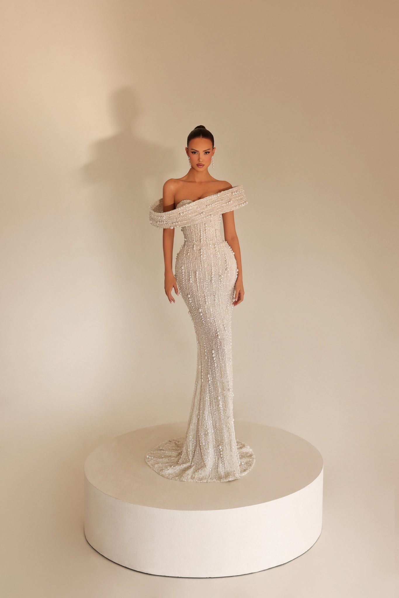 Jasemine - Beaded Off Shoulder Gown - FJOLLA HAXHISMAJLI OFFICIAL