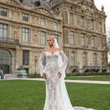 Lotina - Pearl Draped Lace Gown
