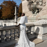Lieroná - Sculptural Draped Lace Gown