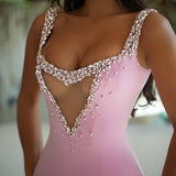 Nessa - Crystal plunge slit gown