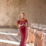 Zaya - Draped cut out slit gown