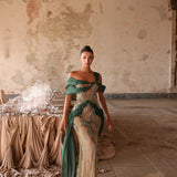 Ediana - Draped botanical embellished gown