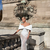Aulona - Draped Beaded Mermaid Gown