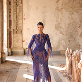 Inara - Fringe sleeve embellished gown - FJOLLA HAXHISMAJLI OFFICIAL