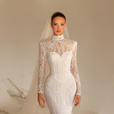 Rea - High Neck Lace Mermaid Gown - FJOLLA HAXHISMAJLI OFFICIAL