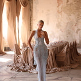 Raya - Halter fringe beaded gown